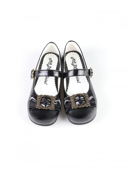 Coco Frame Series Elegant Retro Round Toe Metal Frame Bowknot Classic Lolita Flats Shoes