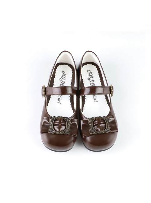 Coco Frame Series Elegant Retro Round Toe Metal Frame Bowknot Classic Lolita Flats Shoes