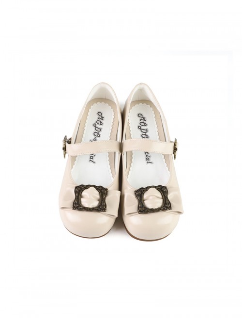 Coco Frame Series Elegant Retro Round Toe Metal Frame Bowknot Classic Lolita Flats Shoes