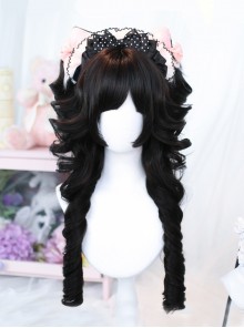 Exquisite Cute Dark Fluffy Daily Bangs Sweet Lolita Full Head Long Roman Curly Wig