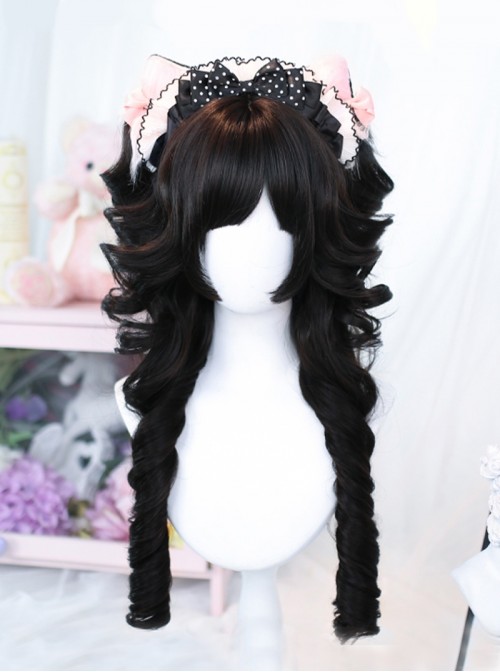 Exquisite Cute Dark Fluffy Daily Bangs Sweet Lolita Full Head Long Roman Curly Wig