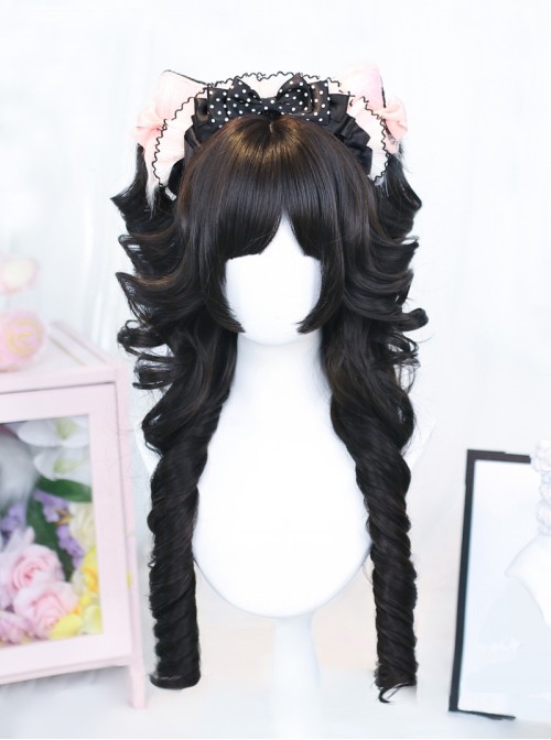 Exquisite Cute Dark Fluffy Daily Bangs Sweet Lolita Full Head Long Roman Curly Wig