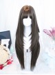 Smoky Willow Series Cold Brown Simple Gentle Layered Bangs Full Head Wig Long Straight Classic Lolita Wig