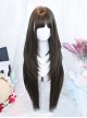 Smoky Willow Series Cold Brown Simple Gentle Layered Bangs Full Head Wig Long Straight Classic Lolita Wig