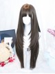 Smoky Willow Series Cold Brown Simple Gentle Layered Bangs Full Head Wig Long Straight Classic Lolita Wig