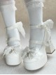 Fallen Cherry Dream Series Exquisite Bowknot Lace Cute Stripes Heart Diamond Pearl Decoration Sweet Lolita High Heel Leather Shoes