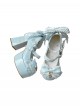 Fallen Cherry Dream Series Exquisite Bowknot Lace Cute Stripes Heart Diamond Pearl Decoration Sweet Lolita High Heel Leather Shoes