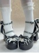 Fallen Cherry Dream Series Exquisite Bowknot Lace Cute Stripes Heart Diamond Pearl Decoration Sweet Lolita High Heel Leather Shoes