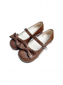 Small Round Cake Series Cute Girl Daily Elegant Versatile Bowknot Sweet Lolita Round Toe Flat Shoes