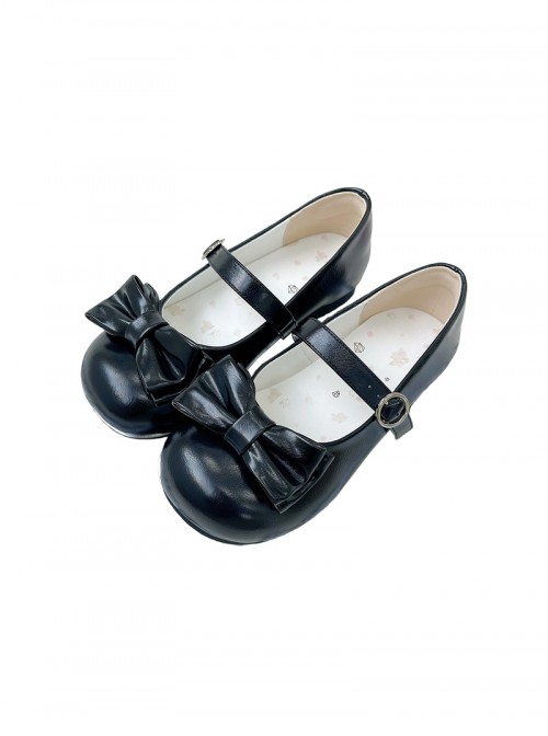 Small Round Cake Series Cute Girl Daily Elegant Versatile Bowknot Sweet Lolita Round Toe Flat Shoes