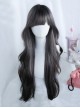 Night Ember Series Black Purple Gradient Natural All Match Bangs Gradient Daily Full Head Wig Classic Lolita Long Curly Hair Wig
