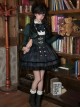 Berlin Souvenir Series Elegant Blue Green Plaid Button Lace Ruffle Decoration School Lolita Sleeveless Dress Shirt Short Coat Bowknot Tie Set