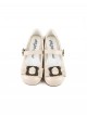 Cocoa Frame Series Elegant Retro Metal Buckle Bowknot Decoration Round Toe Classic Lolita Flats Shoes
