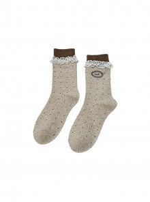 Daily Fresh Cute Polka Dot Lace Ballet Style Sweet Lolita Mid-Tube Socks