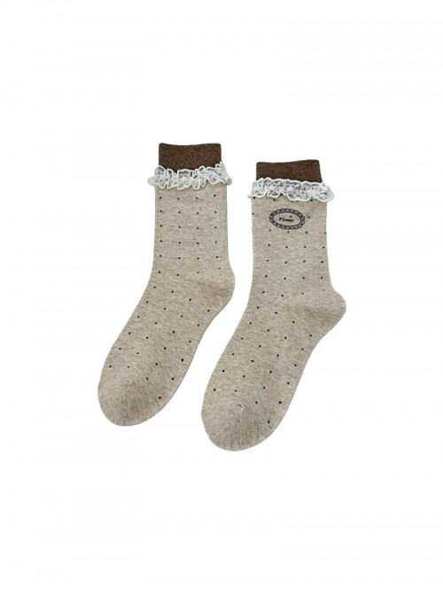 Daily Fresh Cute Polka Dot Lace Ballet Style Sweet Lolita Mid-Tube Socks