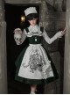 Abyss Clinic Series Dark Green Lace Stand Up Collar Gothic Lolita Sleeveless Dress Apron Tentacle Decorated Nurse Cap Necklace Shirt Set