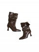 Paris Old Dream Series Retro Elegant Metal Buckle Decoration Pointed Toe Classic Lolita Pleated Stiletto Boots