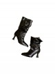Paris Old Dream Series Retro Elegant Metal Buckle Decoration Pointed Toe Classic Lolita Pleated Stiletto Boots
