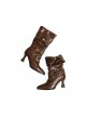 Paris Old Dream Series Retro Elegant Metal Buckle Decoration Pointed Toe Classic Lolita Pleated Stiletto Boots