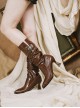 Paris Old Dream Series Retro Elegant Metal Buckle Decoration Pointed Toe Classic Lolita Pleated Stiletto Boots