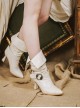 Paris Old Dream Series Retro Elegant Metal Buckle Decoration Pointed Toe Classic Lolita Pleated Stiletto Boots