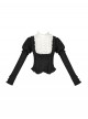 Fog City Jet Lag Series Elegant Lace Stand Collar Pearl Retro Puff Juliet Sleeves Covered Fabric Buttons Ruffle Classic Lolita Long Sleeve Top