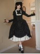 Fog City Jet Lag Series Elegant Black Simple Multi-Layer Lace White Contrast Color Ruffle Pull Up Hem Classic Lolita Long Skirt