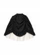 Fog City Jet Lag Series Elegant Black Simple Multi-Layer Lace White Contrast Color Ruffle Pull Up Hem Classic Lolita Long Skirt