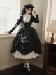 Fog City Jet Lag Series Elegant Black Simple Multi-Layer Lace White Contrast Color Ruffle Pull Up Hem Classic Lolita Long Skirt