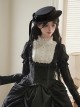 Fog City Jet Lag Series Black Retro Elegant Exquisite Lace Bowknot Rose Ribbon Lace Binding Band Classic Lolita Flat Hat