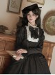 Fog City Jet Lag Series Black Retro Elegant Exquisite Lace Bowknot Rose Ribbon Lace Binding Band Classic Lolita Flat Hat