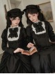 Fog City Jet Lag Series Black Retro Elegant Exquisite Lace Bowknot Rose Ribbon Lace Binding Band Classic Lolita Flat Hat