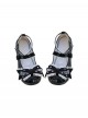 Tea Party Series Versatile Round Toe Lace Bowknot Pearl Embellishment Sweet Lolita Low Heel Shoes