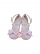Tea Party Series Versatile Round Toe Lace Bowknot Pearl Embellishment Sweet Lolita Low Heel Shoes