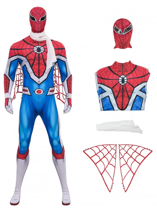 Japanese TV Spider Man Supaidaman Toe Halloween Cosplay Spider Man New Battle Suit Bodysuit Version Costume Set