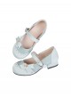 Round Bowknot Series Exquisite Cute Button Design Bowknot Decoration French Round Toe Thick Heel Sweet Lolita Low Heel Leather Shoes