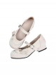 Round Bowknot Series Exquisite Cute Button Design Bowknot Decoration French Round Toe Thick Heel Sweet Lolita Low Heel Leather Shoes