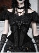 Love Magic Box Series Black Velvet Bead Chain Floral Lace Fishbone Corset Halloween Gothic Waistband