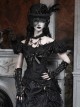 Love Magic Box Series Edwardian Antique Black Lace Beaded Embroidery Bowknot One Shoulder Bubble Mesh Short Sleeve Halloween Gothic Top
