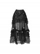 Love Magic Box Series Black Retro Romantic Basil French Style Flower Embroidery Lace Hollow Halloween Gothic Long Skirt