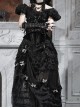 Love Magic Box Series Black Retro Romantic Basil French Style Flower Embroidery Lace Hollow Halloween Gothic Long Skirt