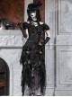 Love Magic Box Series Black Retro Romantic Basil French Style Flower Embroidery Lace Hollow Halloween Gothic Long Skirt