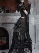 Love Magic Box Series Black Retro Romantic Basil French Style Flower Embroidery Lace Hollow Halloween Gothic Long Skirt