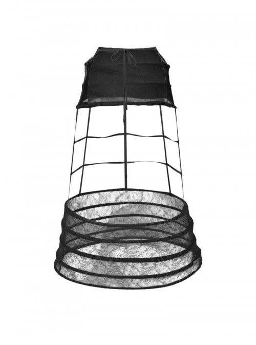 Love Magic Box Series Black Multi-Layer Circular Lace Support French Halloween Gothic Birdcage Petticoat