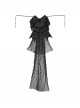 Love Magic Box Series Retro French Black Mesh Lace Oversized Velvet Bowknot Gothic Detachable Long Tail
