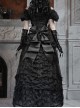Love Magic Box Series Retro French Black Mesh Lace Oversized Velvet Bowknot Gothic Detachable Long Tail