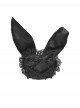 Love Magic Box Series Dark Black Beaded Chain Vintage Delicate Lace Sweet Bunny Ear Gothic Hat