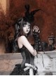 Love Magic Box Series Dark Black Beaded Chain Vintage Delicate Lace Sweet Bunny Ear Gothic Hat