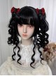 Versatile Nature Cute Black Roman Roll Tiger Mouth Clip Double Ponytail Rolled Sideburns Flat Bangs Sweet Lolita Wig