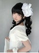 Versatile Nature Cute Black Roman Roll Tiger Mouth Clip Double Ponytail Rolled Sideburns Flat Bangs Sweet Lolita Wig